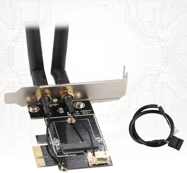 Alt view image 3 of 5 - Card to pciE-1X to NGFF-Ekey PCIE Laptop Pc WIFI WLAN Card Adapter Dual Antenna Adapter Board