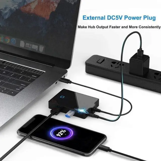 Alt view image 6 of 7 - USB C Docking Station HDMI VGA, 7-in-1 USB C Hub Adapter with 4K HDMI,VGA, 2 USB3.0 Ports, Type C Data Port, DC5V Power Plug, Audio Interface for Steam Deck Mac Book, Surface pro 9/8