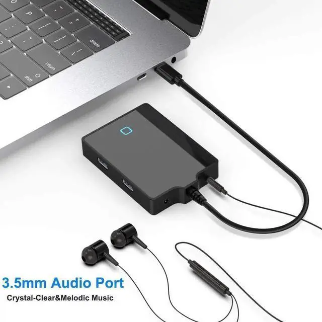 Alt view image 3 of 7 - USB C Docking Station HDMI VGA, 7-in-1 USB C Hub Adapter with 4K HDMI,VGA, 2 USB3.0 Ports, Type C Data Port, DC5V Power Plug, Audio Interface for Steam Deck Mac Book, Surface pro 9/8