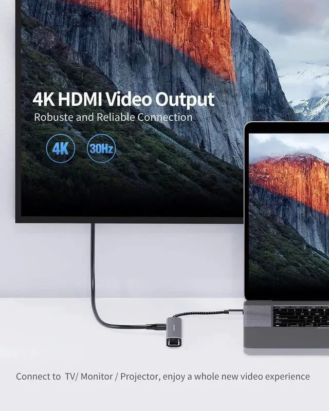 Alt view image 2 of 7 - USB C Hub Multiport Adapter,CableCreation 5-in-1 USB C Adapter Aluminum Shell with 4K HDMI,1Gbps Ethernet,3 USB 3.0 Ports for MacBook Pro/Air 2020/2019,iPad Pro 2020,Surface Go,XPS More Type C Devices