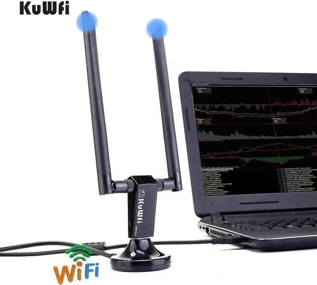 Alt view image 2 of 5 - 1200Mbps Wireless USB Network Card USB3.0 Dual Band 2.4G&5.8G Wifi Receiver&Wireless Adapter for PC With 2Pcs Antennas