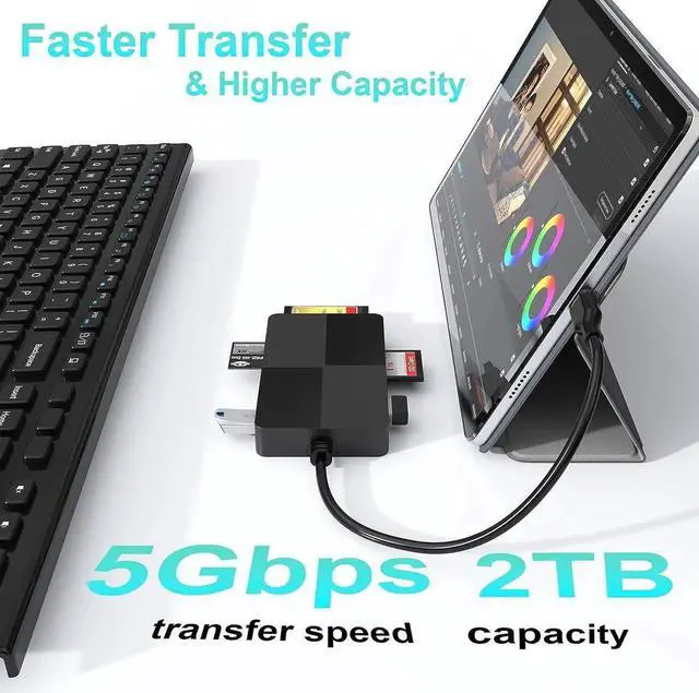 Alt view image 5 of 7 - USB C Multi Card Reader Hub, 5 Memory Cards with Extra 3 USB3.0, SD/TF/CF/Micro SD/XD/MS Memory Card Reader/Adapter/Hub for SD SDXC SDHC CF CFI TF Micro SD Micro SDXC SDHC MS MMC UHS USB Stick Mouse