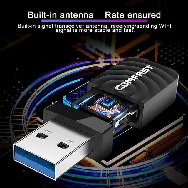 Alt view image 5 of 5 - Frequency 1300M Gigabit USB Mini Portable Unlimited Receiver CF-812AC USB WiFi Adapter- 1300Mbps USB Wireless Network