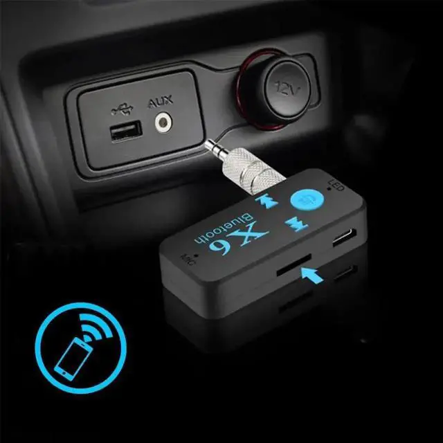 Alt view image 4 of 5 - Bluetooth 5.0 Receiver 3.5mm AUX Car Stereo Audio Music with Microphone HandFree Wireless Adapter Support TF Card