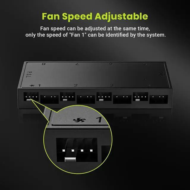 Alt view image 3 of 7 - ID-COOLING HA-08 Fan Hub for Computer Internal Fans, 8 PWM Ports+8 ARGB Ports, ARGB Motherboard Sync, SATA Powered PWM Functional Fan Adapter