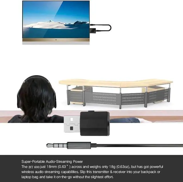 Alt view image 5 of 5 - 2 in 1 Bluetooth 5.0 Audio Receiver Transmitter Mini Bluetooth AUX RCA USB 3.5mm Jack For TV PC Car Kit Wireless Adapter