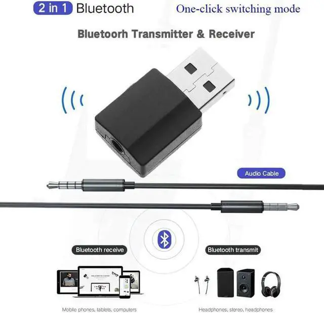 Alt view image 2 of 5 - 2 in 1 Bluetooth 5.0 Audio Receiver Transmitter Mini Bluetooth AUX RCA USB 3.5mm Jack For TV PC Car Kit Wireless Adapter