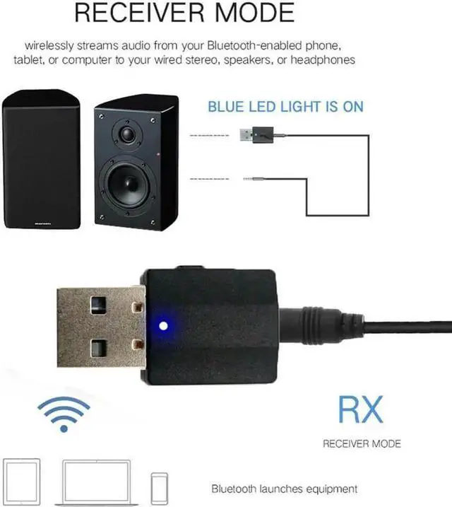 Alt view image 4 of 5 - 2 in 1 Bluetooth 5.0 Audio Receiver Transmitter Mini Bluetooth AUX RCA USB 3.5mm Jack For TV PC Car Kit Wireless Adapter