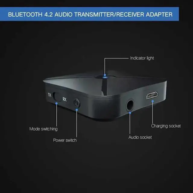 Alt view image 3 of 5 - 2 IN 1 Wireless Bluetooth 4.2 Audio Receiver Transmitter for TV 3.5mm AUX Bluetooth Adapter For Headphone Home TV MP3 PC A2