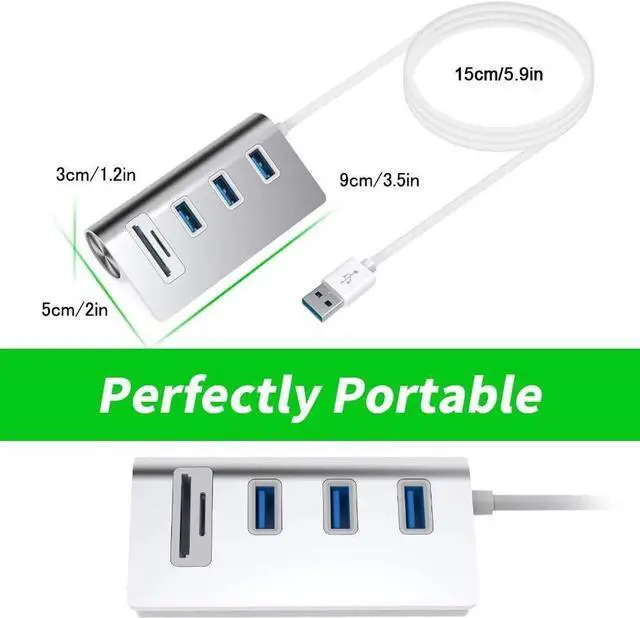 Alt view image 7 of 7 - USB 3.0 Docking Station, Portable Aluminum Hub with 3 USB Ports and SD&TF Card Adapter for iMac, MacBook Air, MacBook Pro, MacBook, Mac Mini, PCs and Laptops, Multi-in-1 Superspeed Combo Hub Dock