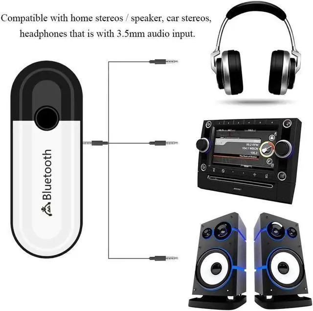 Alt view image 5 of 5 - Bluetooth 5.0 Audio Receiver Car AUX 2 in 1 Audio Wireless Adapter 3.5mm Jack For Headphone Car Speaker Kit USB Dongle