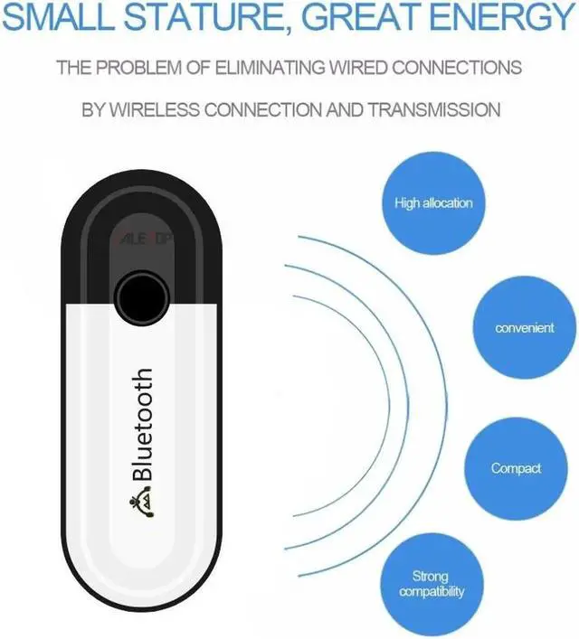 Alt view image 4 of 5 - Bluetooth 5.0 Audio Receiver Car AUX 2 in 1 Audio Wireless Adapter 3.5mm Jack For Headphone Car Speaker Kit USB Dongle