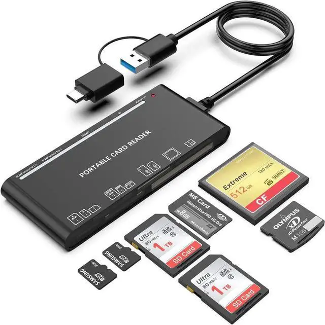 Main image of USB C USB3.0 Multi Card Reader, SD/TF/CF/Micro SD/XD/MS 7 in 1 Memory Card Reader/Adapter/Hub for SD SDXC SDHC CF CFI TF Micro SD Micro SDXC Micro SDHC MS MMC UHS-I Cards,for Windows/Mac/Linux/Android
