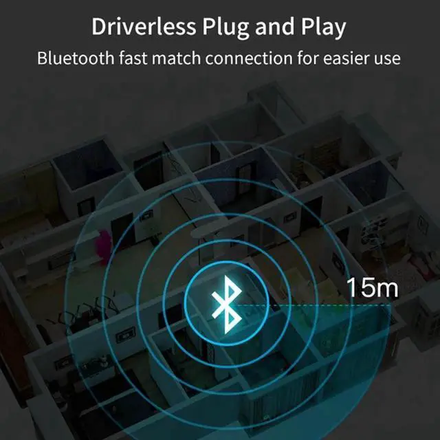 Alt view image 3 of 5 - Audio Receiver Transmitter 5.0 Stereo Music 3.5mm AUX Jack 2-in-1 USB Wireless Receiver Adapter for TV PC