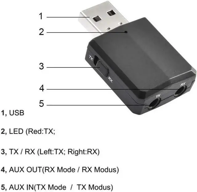 Alt view image 4 of 5 - Bluetooth Receiver Transmitter Mini Stereo Bluetooth 5.0 Audio AUX RCA USB 3.5mm Jack For TV PC Car Kit Wireless Adapter