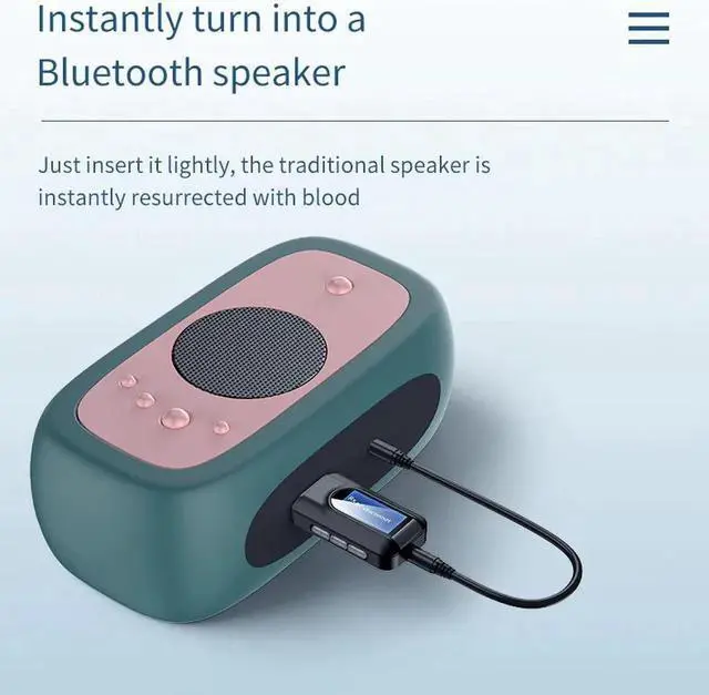 Alt view image 3 of 5 - 2 in 1 Bluetooth 5.0 Audio Transmitter Receiver with LCD Display Mini Portable AUX USB Wireless Audio Adapter for TV Car PC