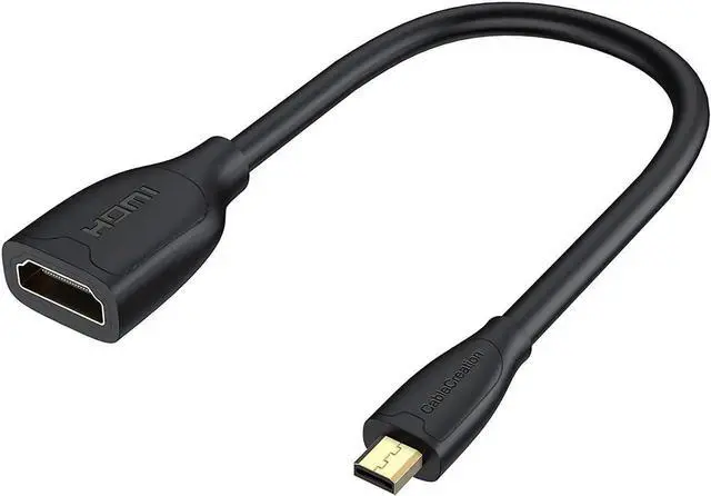 Main image of Micro HDMI to HDMI Cable Male to Female with Ethernet Support 4K 60Hz 3D Compatible with Raspberry Pi 4, GoPro Hero, and Other Action Camera/Cam 0.5ft
