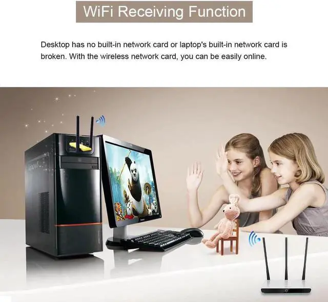 Alt view image 2 of 5 - Wifi Adapter 1200mbps Dual Band 5Ghz 2.4Ghz Adapter 802.11ac RTL8812BU Chipset Aerial Dongle Mini USB Network Card PC