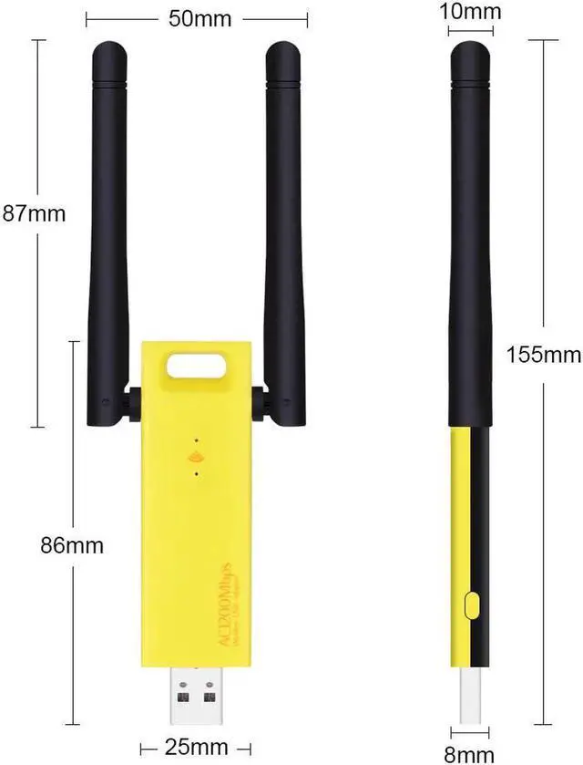 Alt view image 3 of 5 - Wifi Adapter 1200mbps Dual Band 5Ghz 2.4Ghz Adapter 802.11ac RTL8812BU Chipset Aerial Dongle Mini USB Network Card PC