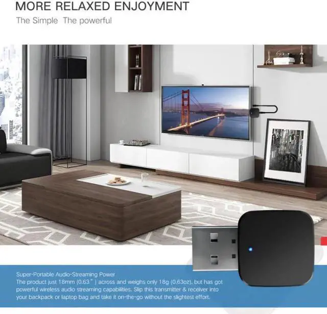 Alt view image 2 of 5 - 2 IN 1 USB Bluetooth 5.0 Audio Receiver Transmitter Mini 3.5mm Jack AUX USB Stereo Music Wireless Adapter For TV Car PC Headsets