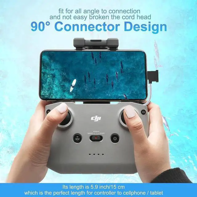 Alt view image 2 of 7 - USB C to USB C Remote Controller Cable for DJI, Nylon Braided Cable for Controller Drone Accessories Black DJI Mini 2 Mavic 3 Air 2S Mavic Air 2 Remote Control Cable OTG RC Phablet Extension Cable