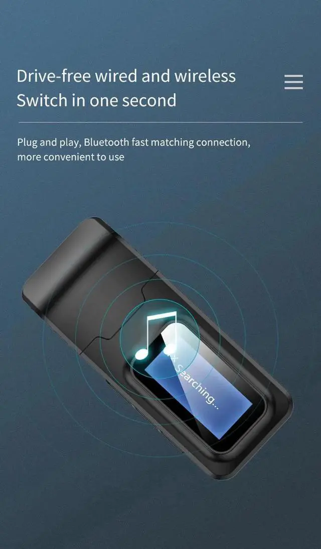 Alt view image 4 of 5 - JAENFONG Bluetooth 5.0 Receiver Transmitter LCD Display 3.5mm AUX USB Dongle Stereo Music Wireless Audio Adapter For PC TV Headphone Car