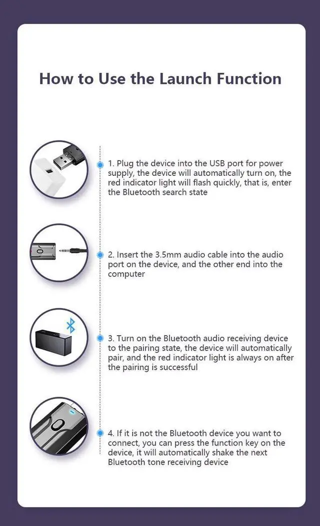 Alt view image 5 of 5 - JAENFONG Bluetooth 5.0 Audio Receiver Transmitter 4 IN 1 Mini 3.5mm Jack AUX RCA Stereo Music Wireless Adapter for TV Car PC TSLM1