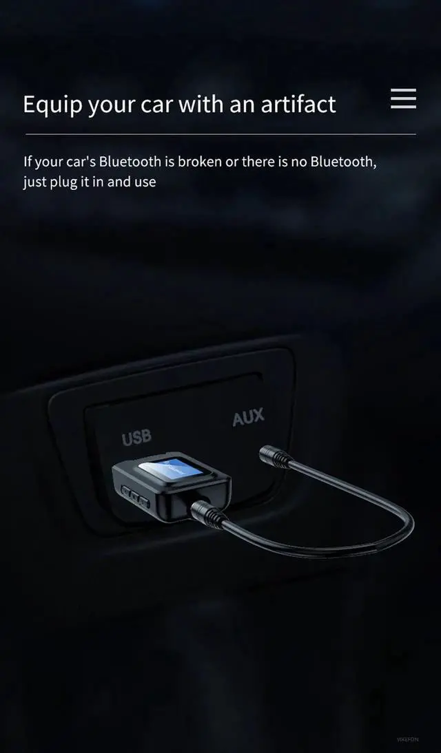 Alt view image 4 of 5 - JAENFONG
 Bluetooth 5.0 Receiver Transmitter LCD Display 3.5 3.5mm AUX Jack 2In1 USB Bluetooth Dongle Wireless Audio Adapter for Car PC TV
