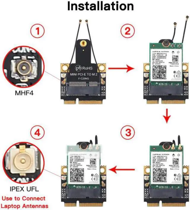 Alt view image 4 of 5 - JAENFONG New M.2 NGFF to Mini PCI-E (PCIe+USB) Adapter For M.2 Wifi Bluetooth Wireless Wlan Card AX200 9260 8265 8260 For Laptop