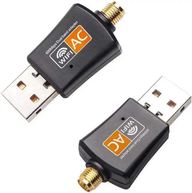 Alt view image 2 of 5 - JAENFONG 802.11AC Dual Band 600Mbps Wireless USB Wifi Adapter Dongle support Windows Mac 2.4GHz/5GHz 2DBi Antenna for desktop laptop PC