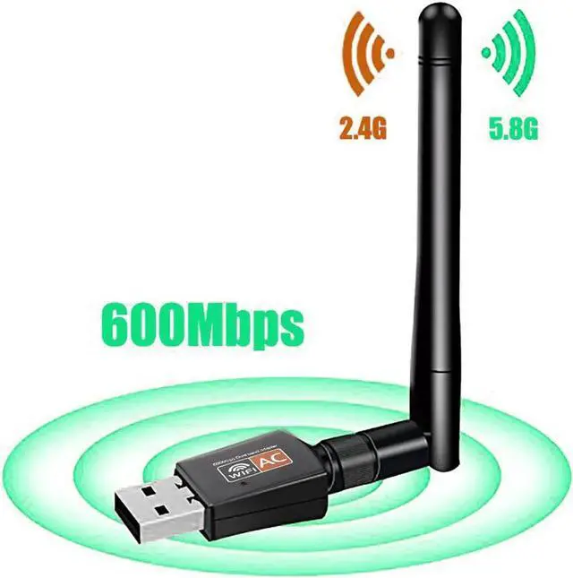 Main image of JAENFONG 802.11AC Dual Band 600Mbps Wireless USB Wifi Adapter Dongle support Windows Mac 2.4GHz/5GHz 2DBi Antenna for desktop laptop PC