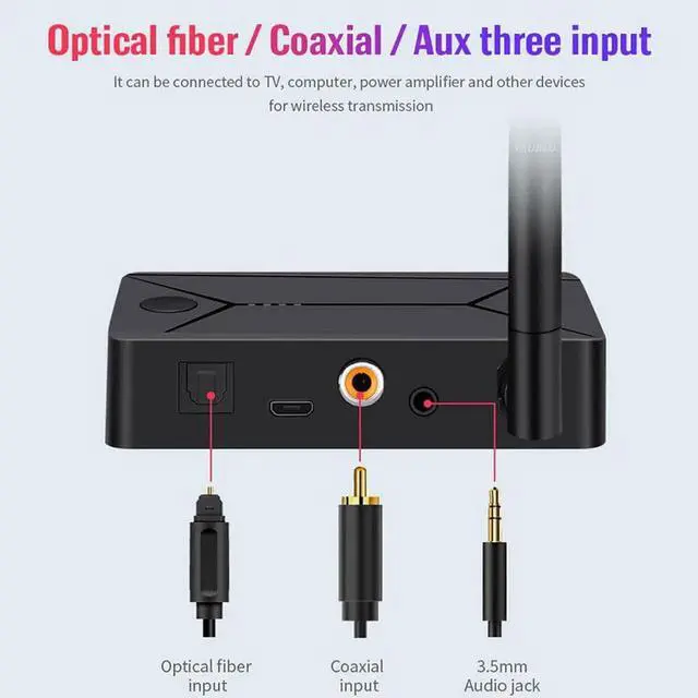 Alt view image 4 of 5 - JAENFONG Optical SPDIF Wireless Adapter 3.5mm AUX Jack RCA USB Stereo Music Bluetooth 5.0 Audio Transmitter For TV PC Headphone