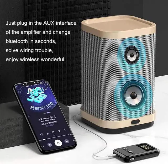 Main image of JAENFONG 9 IN 1 bluetooth 5.0 Audio Transmitter Receiver Stereo Music Wireless Adapter 3.5mm AUX Jack FM Transmitter for Car TV MP3 PC