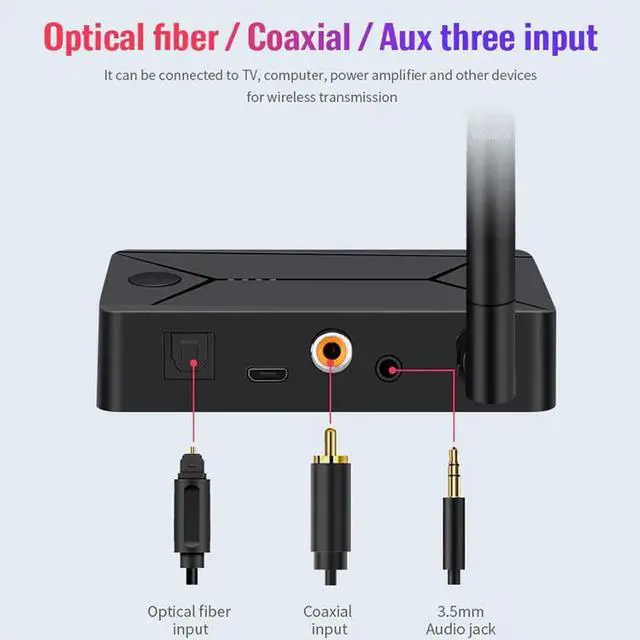 Alt view image 5 of 5 - JAENFONG Optical Fiber SPDIF Wireless Adapter 3.5mm AUX RCA USB Stereo Music Bluetooth 5.0 Audio Transmitter For TV PC Headphone