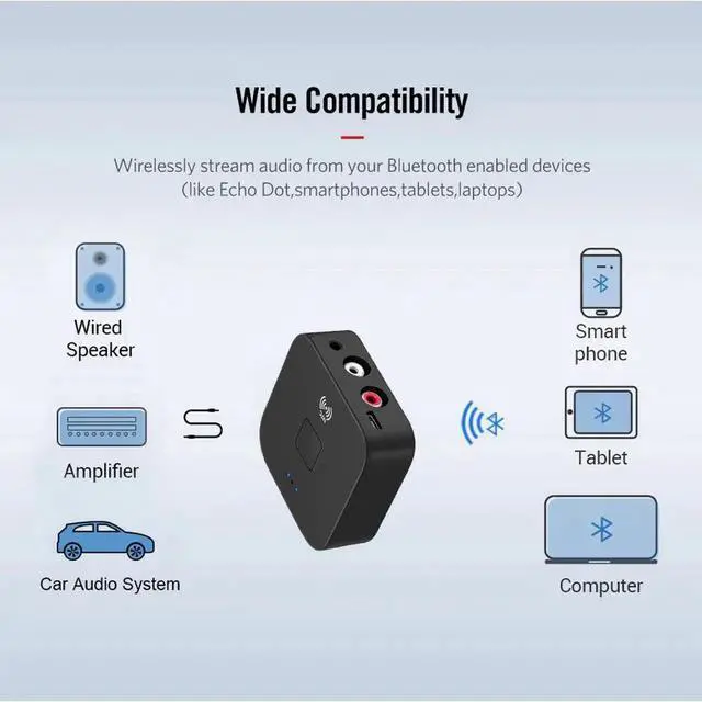 Alt view image 5 of 5 - JAENFONG NFC Bluetooth 5.0 Receiver 3.5mm AUX Support NFC RCA HiFi Wireless Adapter Stream Music on 2 Speakers Simutaneously