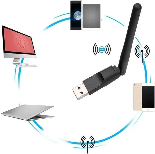 Alt view image 3 of 5 - JAENFONG 150M USB 2.0 WiFi Wireless Network Card 802.11 b/g/n LAN Antenna Adapter with Antenna for Laptop PC Mini Wi-fi Wi Fi Don