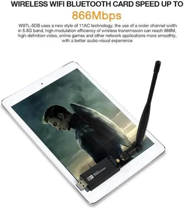 Alt view image 3 of 5 - JAENFONG Bluetooth 4.1 Wireless AC 1200Mbps 5GHz WiFi USB 3.0 RTL8822BU Chip LAN Adapter High Gain Antenna Network Card For Desktop