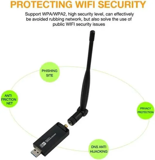 Alt view image 2 of 5 - JAENFONG Bluetooth 4.1 Wireless AC 1200Mbps 5GHz WiFi USB 3.0 RTL8822BU Chip LAN Adapter High Gain Antenna Network Card For Desktop
