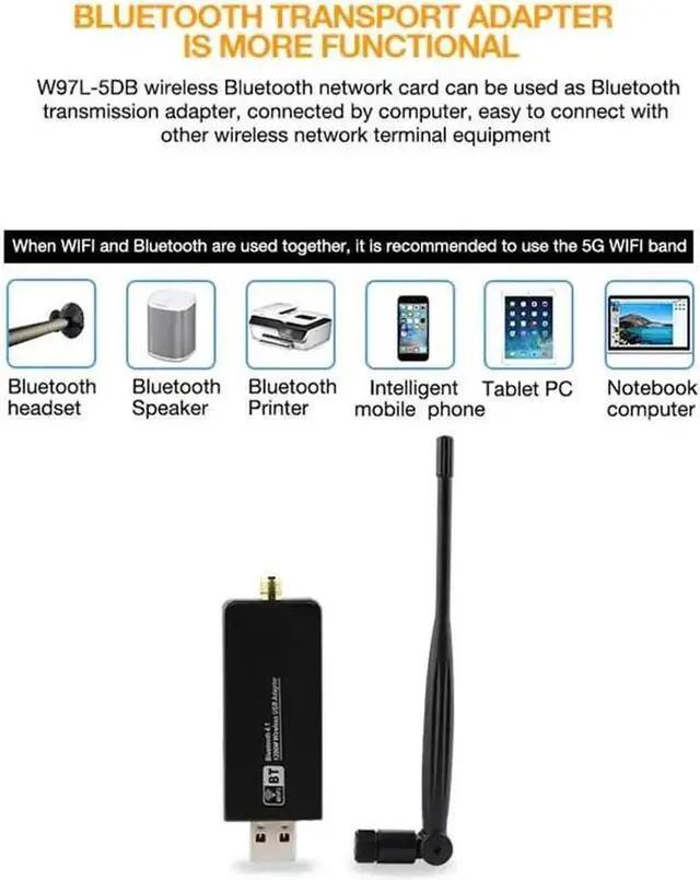 Alt view image 5 of 5 - JAENFONG Bluetooth 4.1 Wireless AC 1200Mbps 5GHz WiFi USB 3.0 RTL8822BU Chip LAN Adapter High Gain Antenna Network Card For Desktop