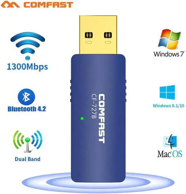 Main image of JAENFONG USB Wifi Adapter 1300Mbps Wi fi Adatper 5ghz Antenna USB Bluetooth 4.2 Ethernet PC Wi-fi for computer Bluetooth Music Receiver