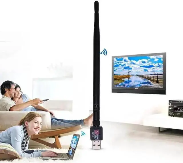 Alt view image 5 of 5 - JAENFONG 600M USB 2.0 Wifi Router Wireless 802.11 N Adapter Network LAN Card w/5dBI Antenna for Laptop/Computer/Internet TV/media players