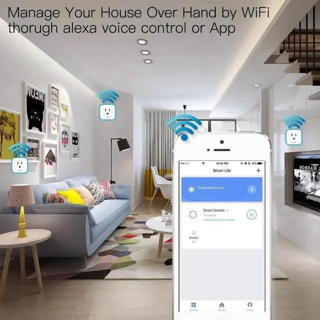 Alt view image 4 of 5 - JAENFONG Smart US Plug Electrical Power Socket Adapter Outltes Timer Wireless App Remote Control by Smartlife Tuya Alexa Google Home