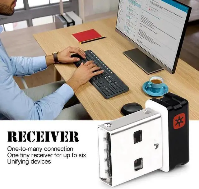 Alt view image 2 of 5 - JAENFONG Dongle Receiver Unifying USB Adapter for Mouse Keyboard Connect 6 Device for MX M905 M950 M505 M510 M525 ECT