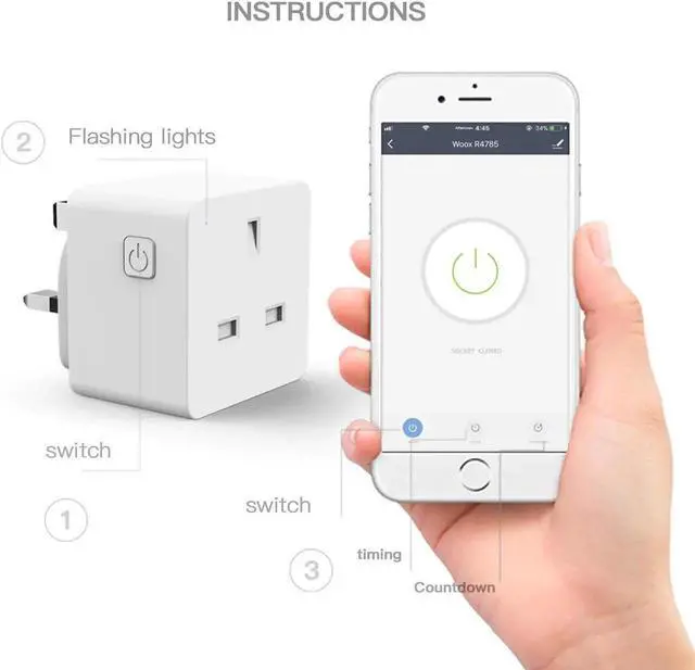 Alt view image 5 of 5 - JAENFONG Smart Power Plug Outlet UK Electric Adapter Socket Voice Wireless Remote Remote Control Timer work with Alexa Google Home