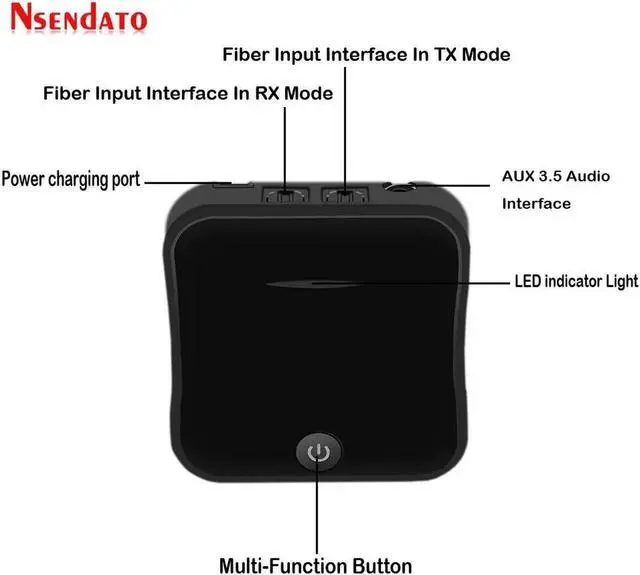 Alt view image 2 of 5 - JAENFONG 5.0 Wireless Audio Adapter 2 In 1 Wireless Transmitter TV Receiver Digital Optical Toslink/SPDIF With CSR8675 APTX-HD