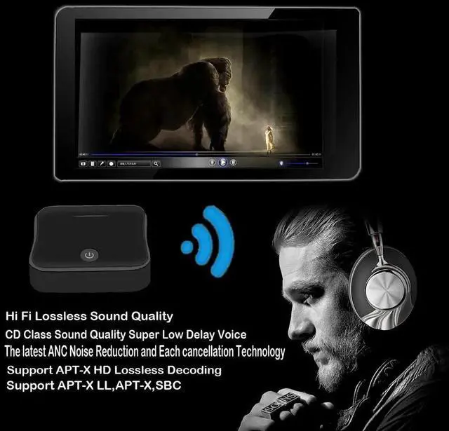 Alt view image 5 of 5 - JAENFONG 5.0 Wireless Audio Adapter 2 In 1 Wireless Transmitter TV Receiver Digital Optical Toslink/SPDIF With CSR8675 APTX-HD