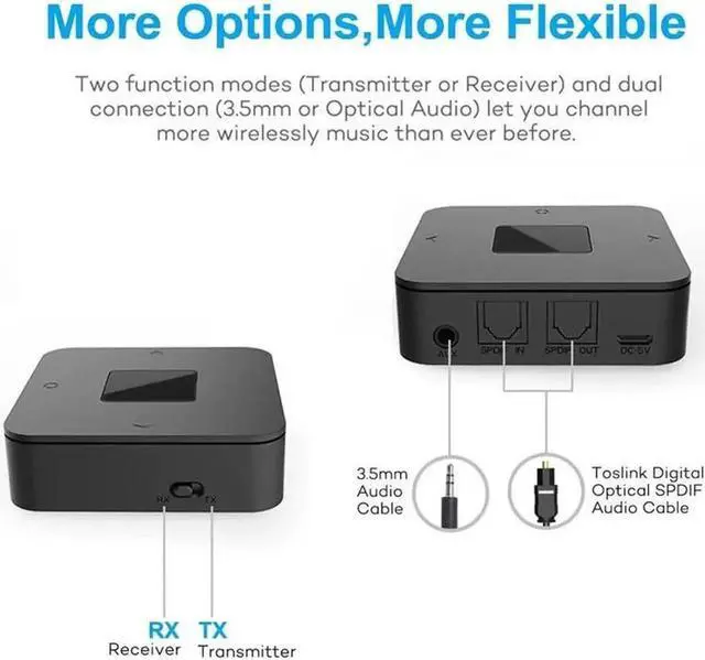 Alt view image 3 of 5 - JAENFONG LL Bluetooth V5.0 Transmitter Receiver 3.5mm AUX USB Wireless Audio Adapter Dongle for PC TV Headphones Speaker Car Stereo