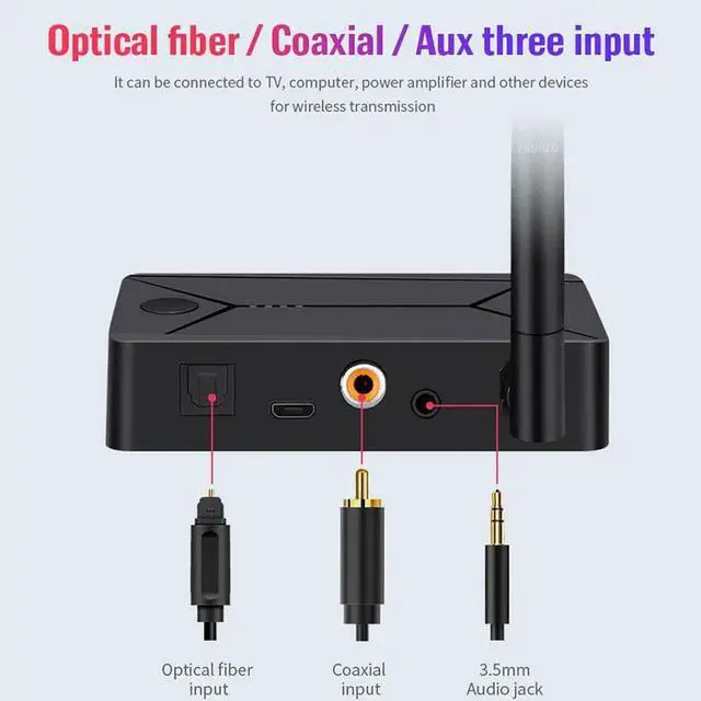 Alt view image 4 of 5 - JAENFONG Optical SPDIF Wireless Adapter 3.5mm AUX Jack RCA USB Stereo Music Bluetooth 5.0 Audio Transmitter For TV PC Headphone