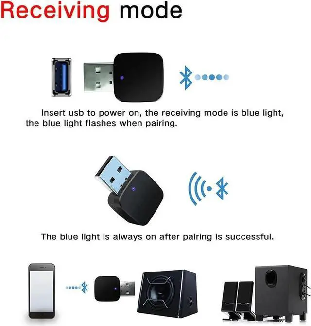 Alt view image 5 of 12 - JAENFONG Bluetooth 5.0 Audio Transmitter Receiver Mini USB Stereo Music 3.5mm Jack AUX Headphones Receptor Bluetooth Wireless Adapter