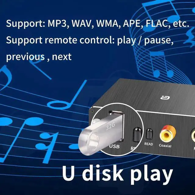 Alt view image 4 of 5 - JAENFONG Bluetooth 5.0 Receiver Audio DAC Converter U-disk Player KTV microphone Optical Coaxial To 3.5mm RCA Aux Music Adapter